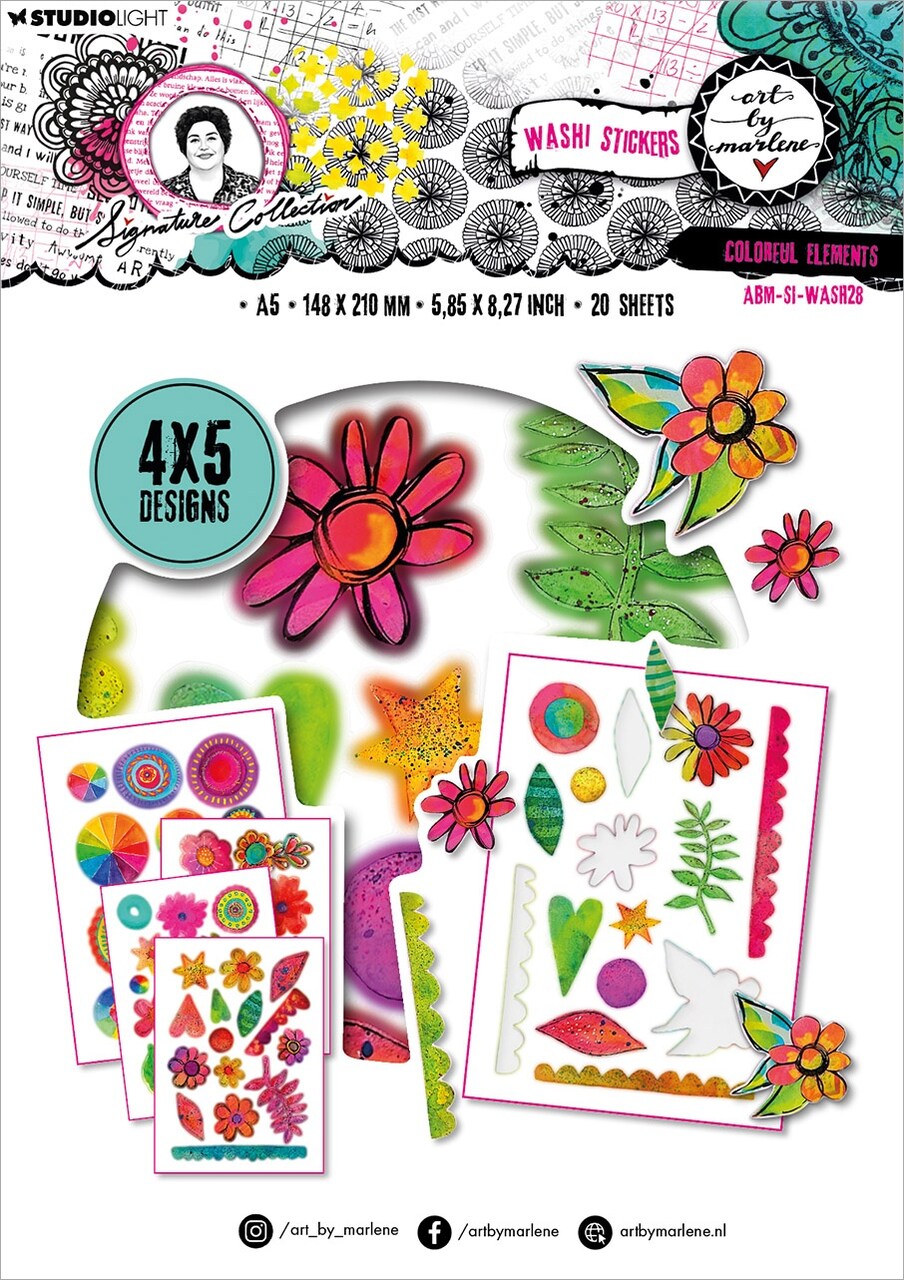 Art By Marlene Signature Collection Washi Sticker Sheet 20/P-Nr. 28, Colorful Elements